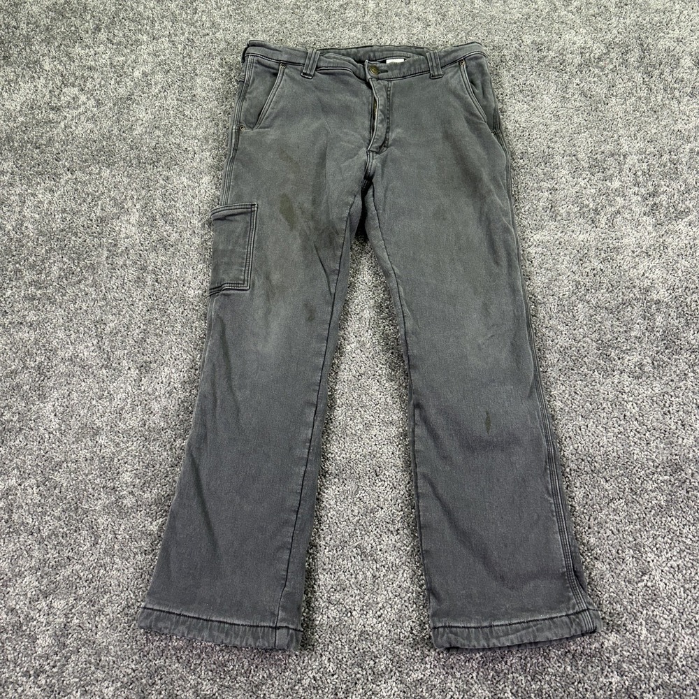 Polar King Carpenter Pants Mens 34x32 Gray Fleece Lined Workwear Lined Outdoor